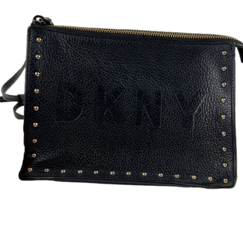 DKNY  Black Leather Studded Crossbody Purse